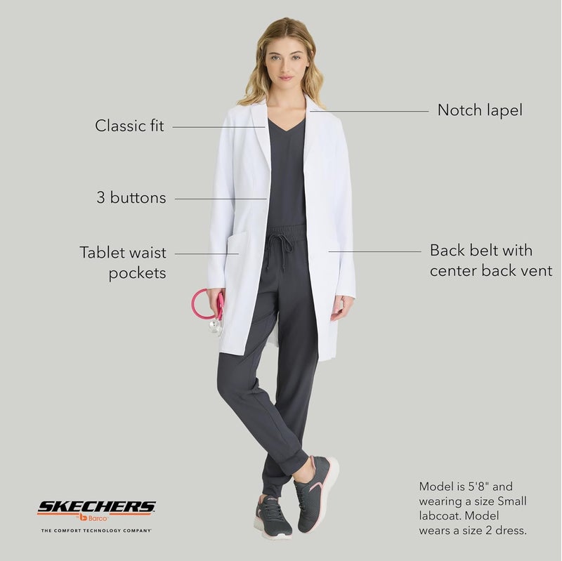 Barco Skechers by Flourish Lab Coat for Women – 3-Pocket, 3-Button Medical Scrub Coat w/ 2-way Stretch & Soil Release Fabric - Image 3